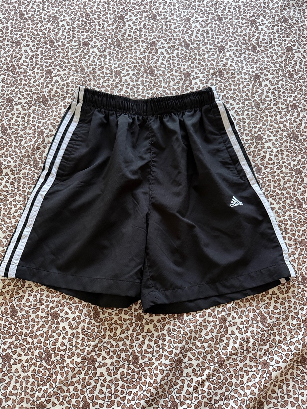 Adidas - Black Athletic Shorts with White Side Stripes